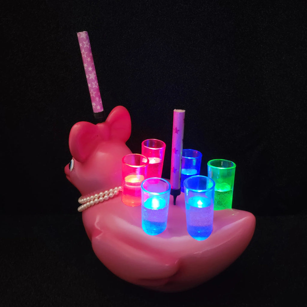 Pink LED Duck Shot Tray for 6 – Light Up Shot Glass Holder | Unique Party Shot Flight Tray for Bars & Bachelorette Parties image 5
