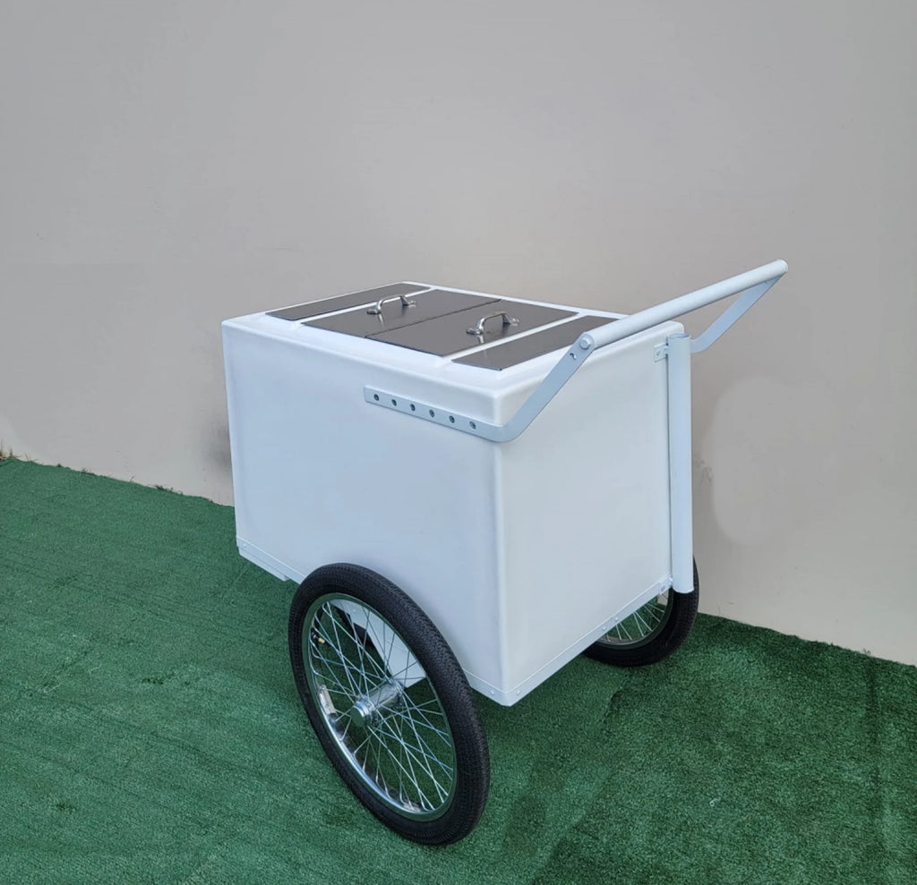 Tall Standard Popsicle Cart with Bicycle Tires &amp; White trim, 3 top openings image 2