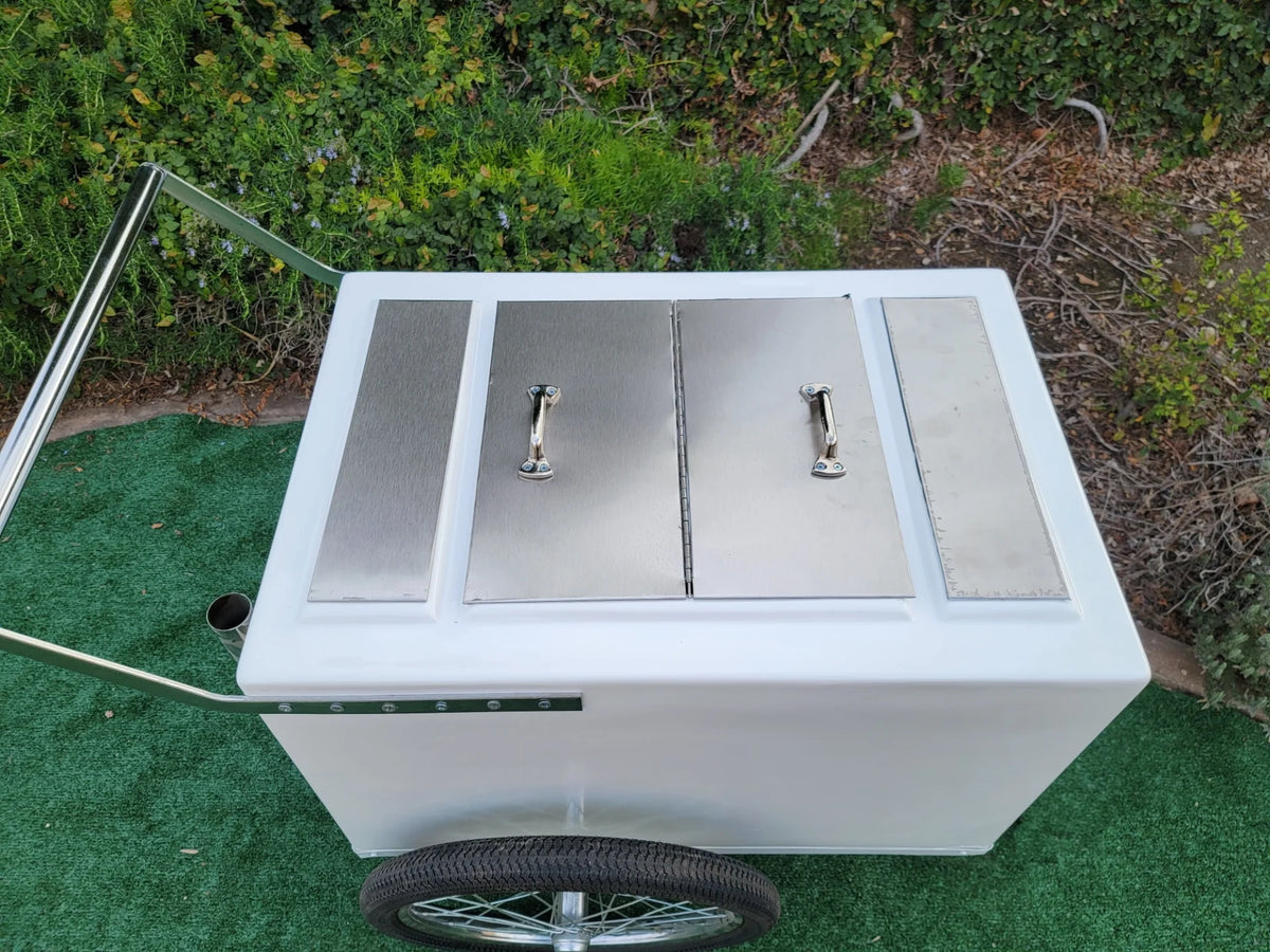 Tall Standard Popsicle Cart with Bicycle Tires &amp; Chrome Trim, 3 top openings image 4