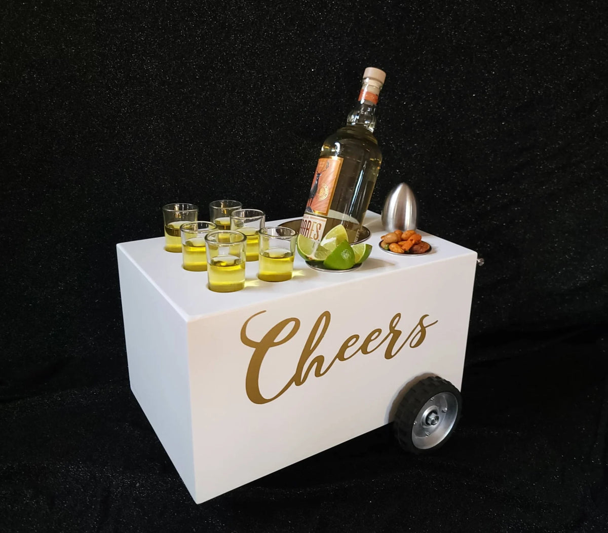 Shot Glass Cart Table-Top Bar – Stylish & Functional Drink Service<span> - </span>White image