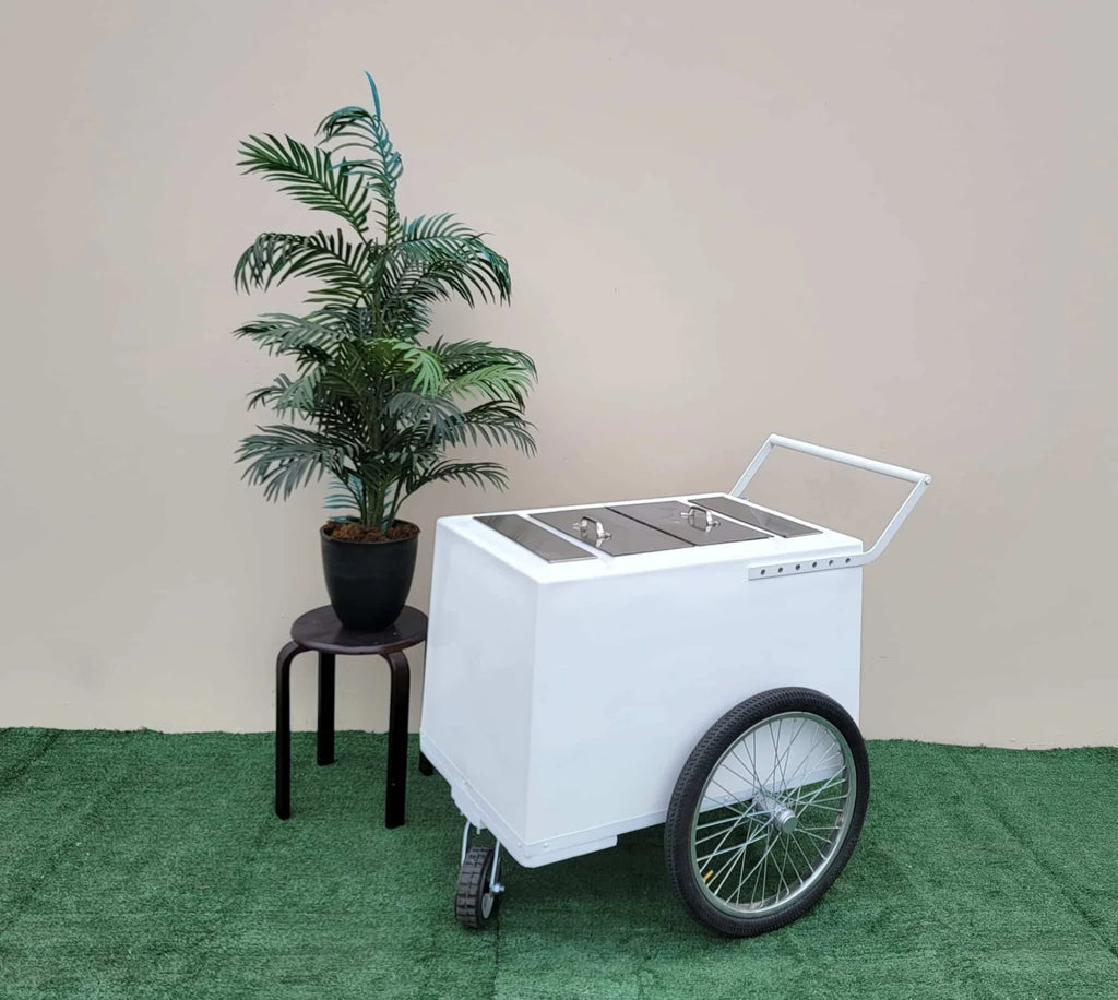 Standard White Popsicle Cart with 3 openings, Bicycle Tires & white Trim image 0