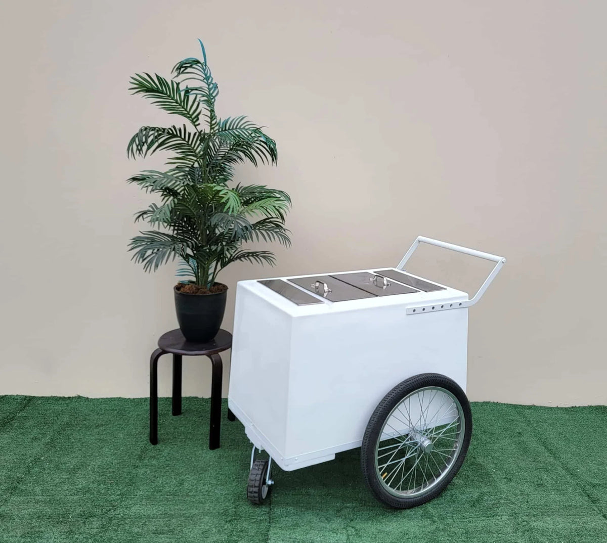 Standard White Popsicle Cart with 3 openings, Bicycle Tires & white Trim image 0