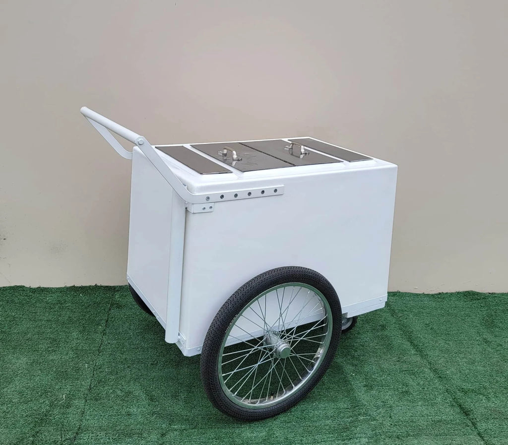Standard White Popsicle Cart with 3 openings, Bicycle Tires & white Trim image 3