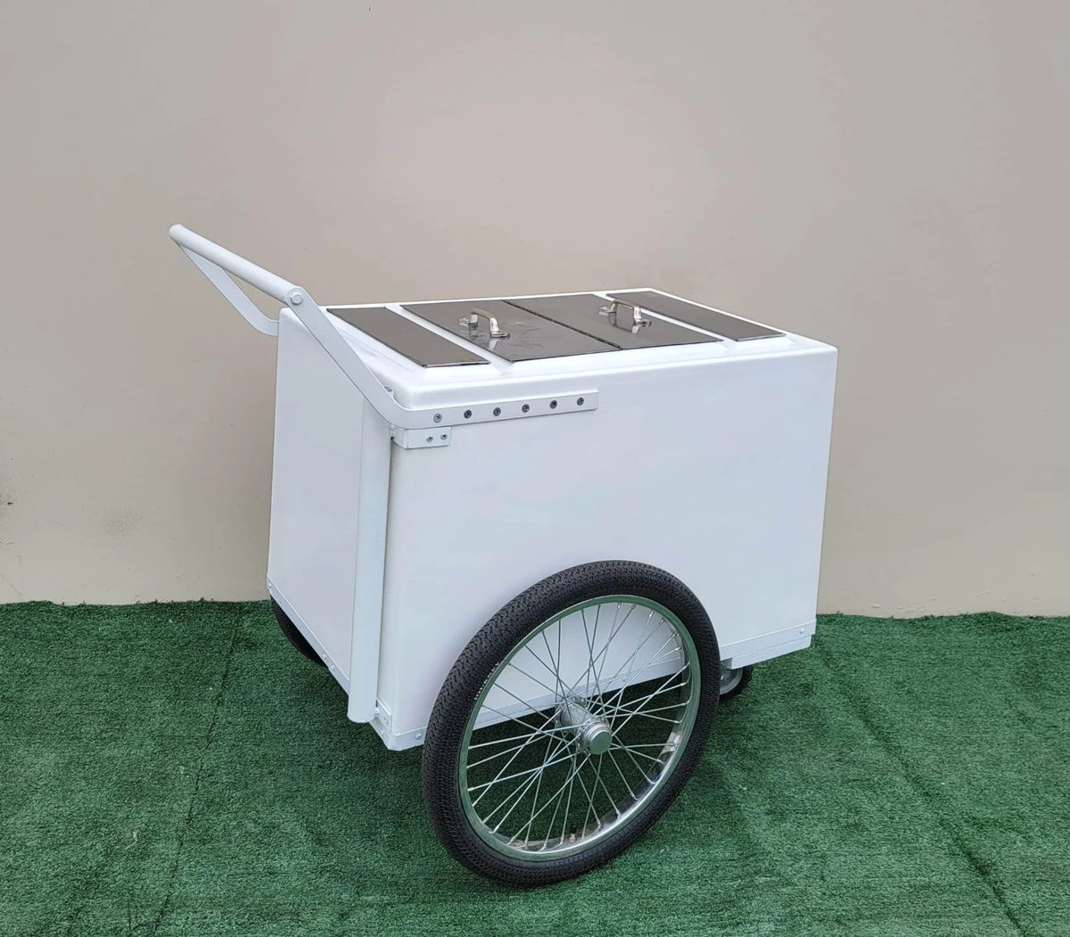 Standard White Popsicle Cart with 3 openings, Bicycle Tires & white Trim image 3