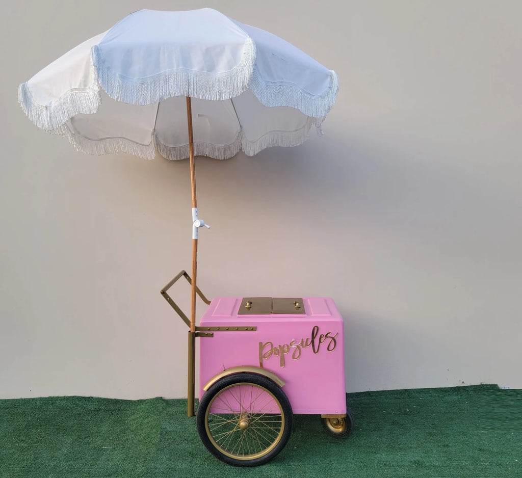 Standard Pink Popsicle Cart with Gold Trim for Events & Businesses image 0
