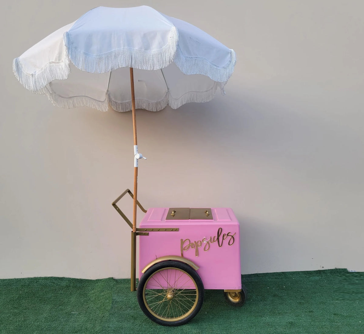Standard Pink Popsicle Cart with Gold Trim for Events & Businesses image 0
