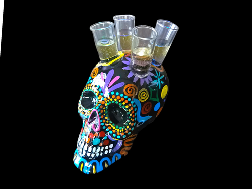 Black Skull Tequila Flight Tray with Lights for Unique Events image 1