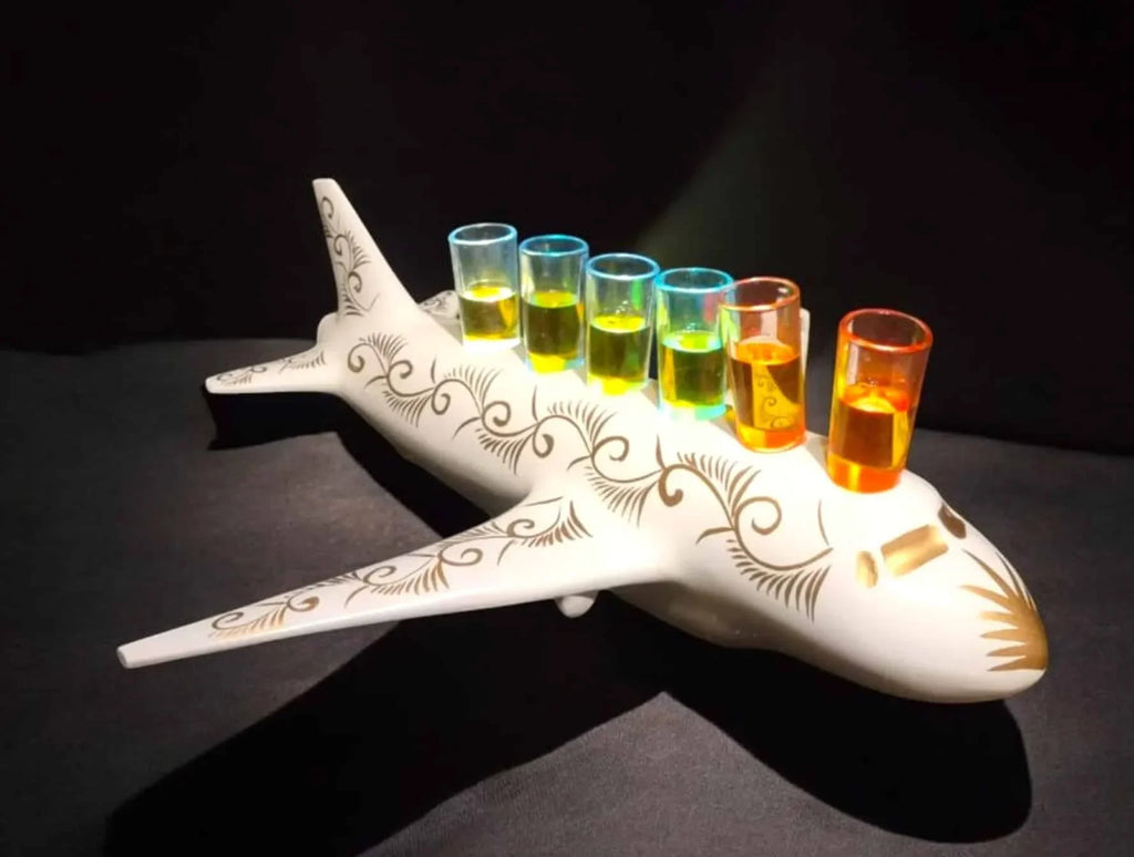 6 Shot White Airplane Tequila Flight Tray with Stunning Lights image 0