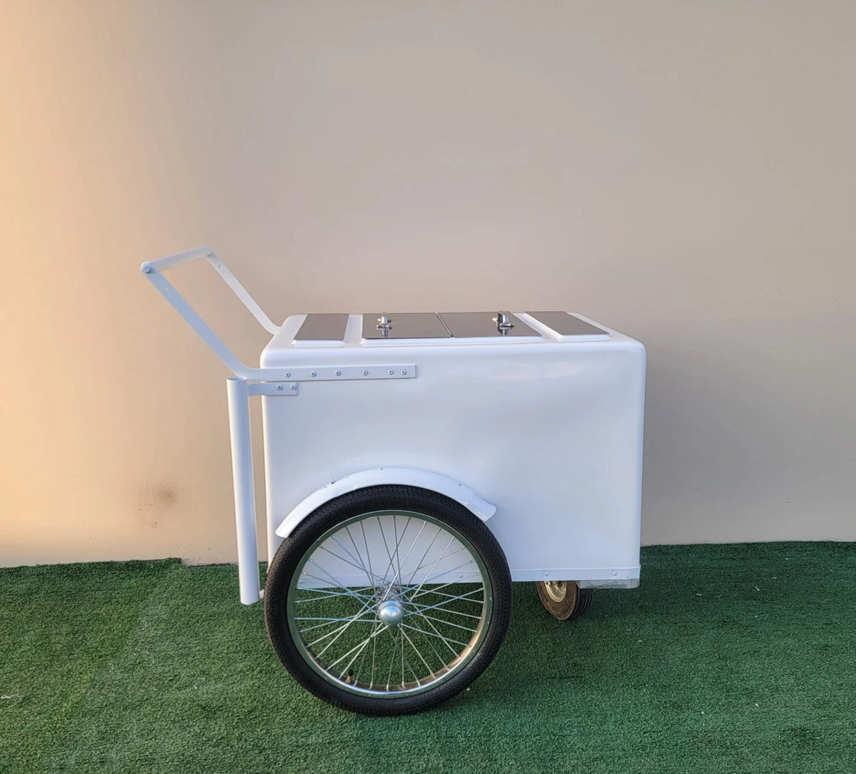 Standard White Popsicle Cart with Fenders and Bicycle Tires image 0