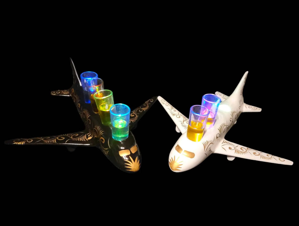 4 Shot White Airplane Tequila Shot Flight Tray with Lights image 5