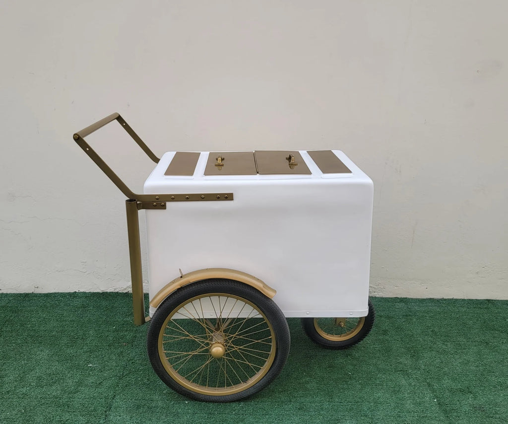 Tall Standard Size Popsicle Cart with Gold Trim and Bicycle Tires and 3 top openings image 1