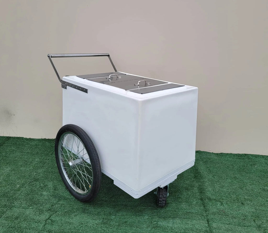 Standard White Popsicle Cart with 3 openings, Bicycle Tires & white Trim image 2