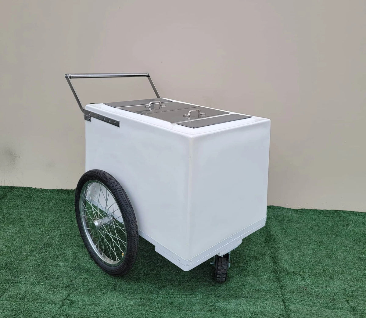 Standard White Popsicle Cart with 3 openings, Bicycle Tires & white Trim image 2