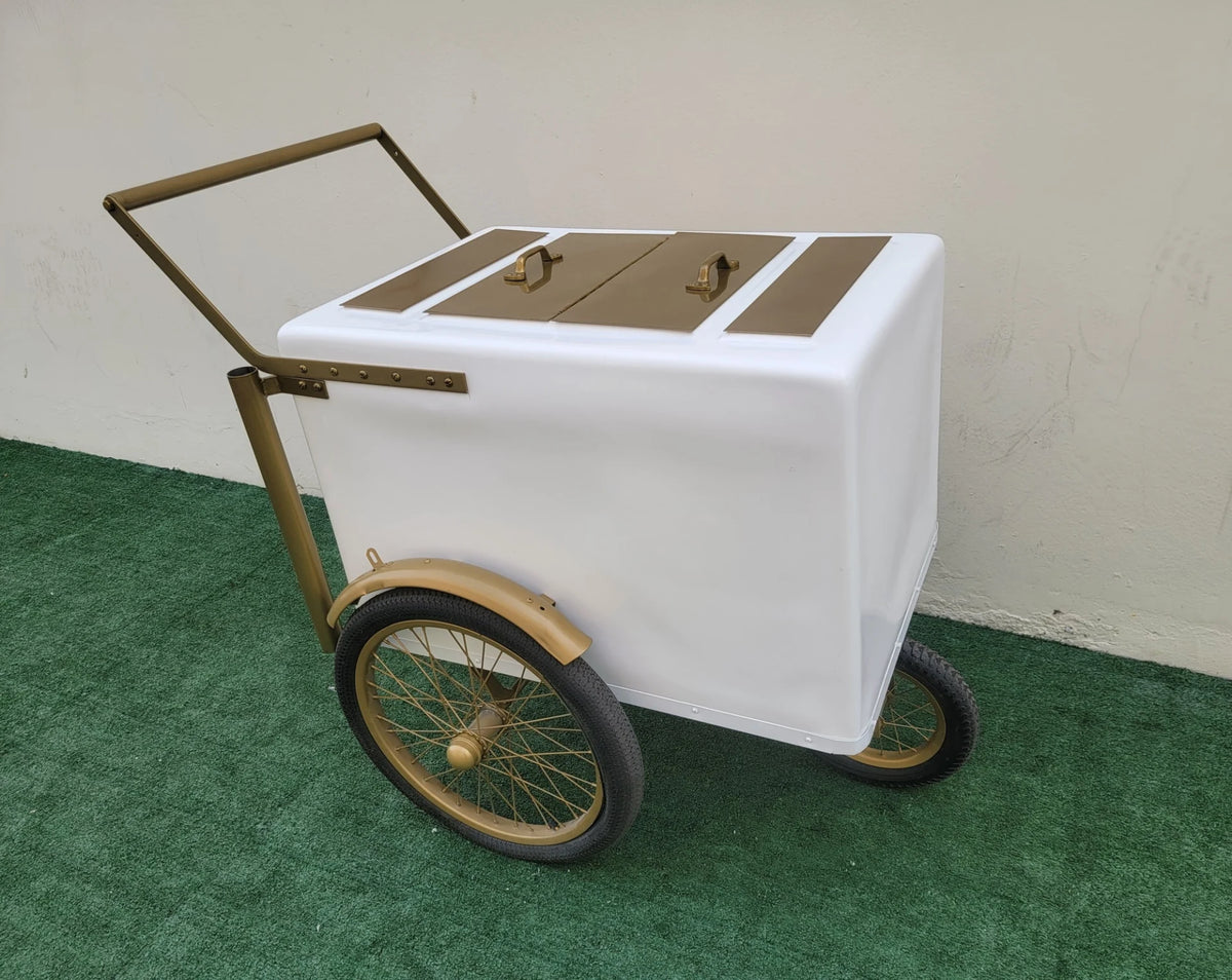 Tall Standard Size Popsicle Cart with Gold Trim and Bicycle Tires and 3 top openings image 5