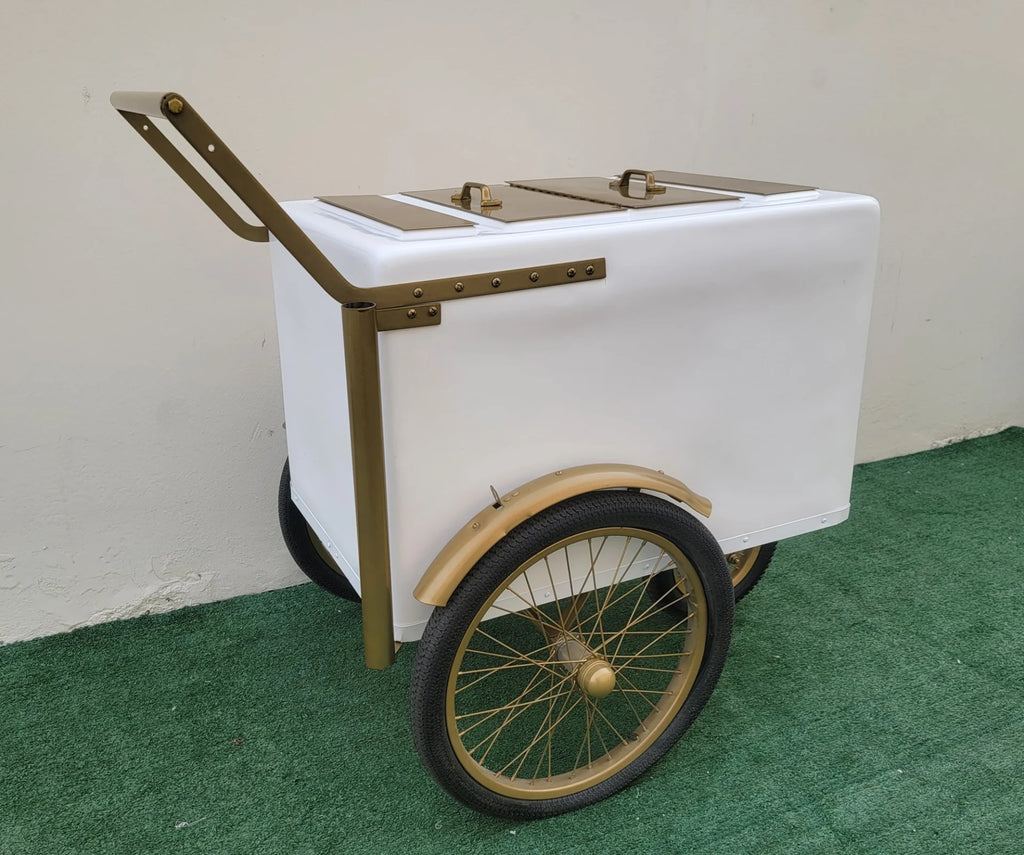 Tall Standard Size Popsicle Cart with Gold Trim and Bicycle Tires and 3 top openings image 3