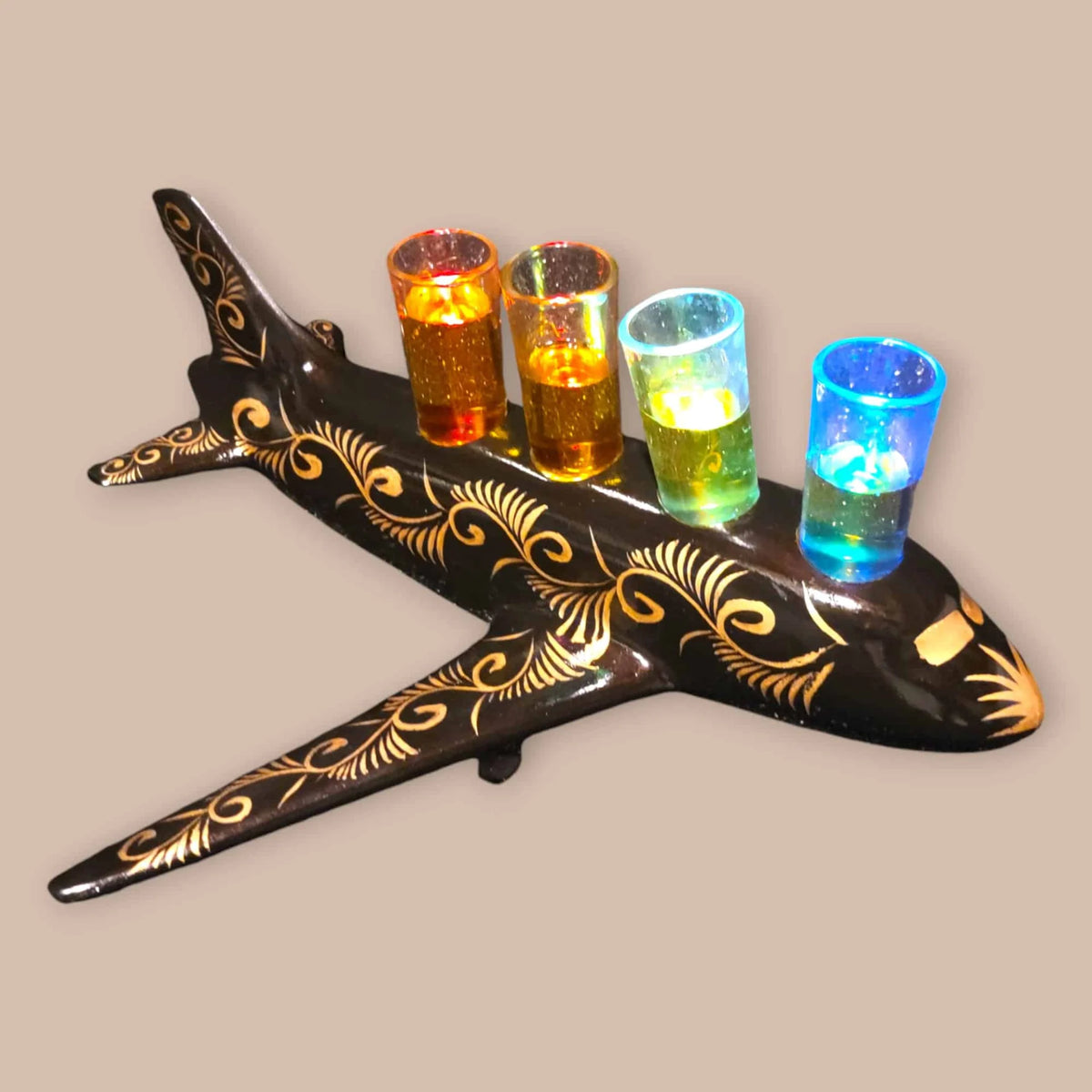 4 Shot Black Airplane Tequila Flight Tray with Stunning Lights image 5