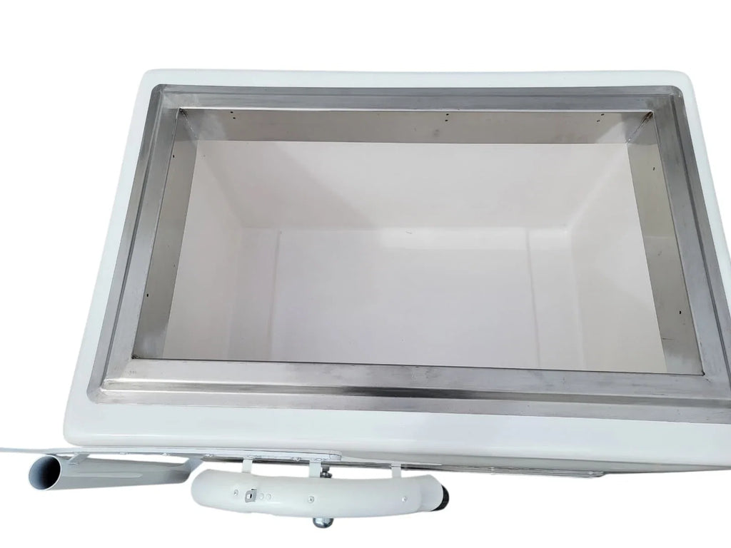 Tall Standard size Popsicle cart, Paleta Cart, Ice Cream Cart with XL reinforced flip door, bicycle tires, fenders all white image 8