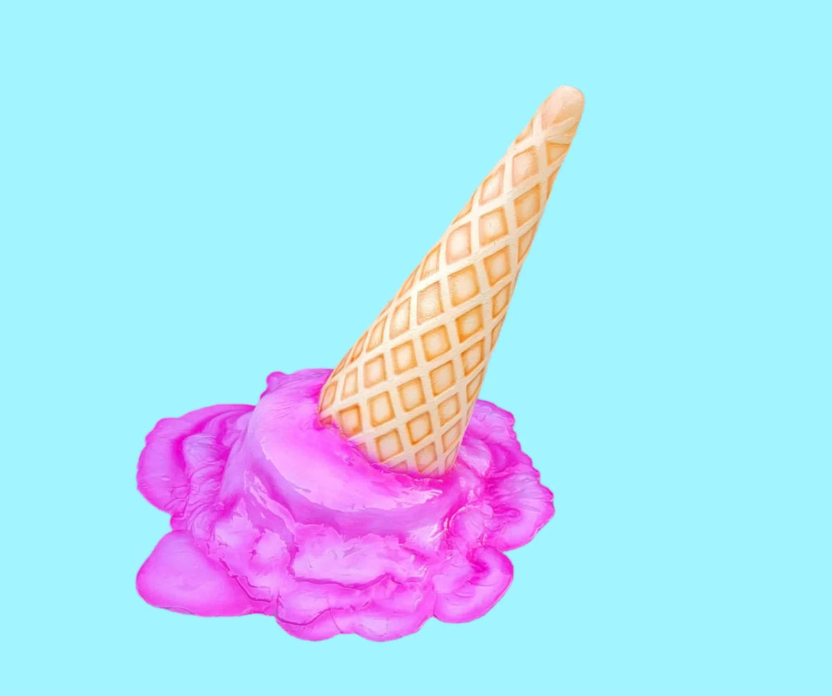 Melting Ice Cream Cone Prop 33.75” Upside Down – Pink Decoration image 1
