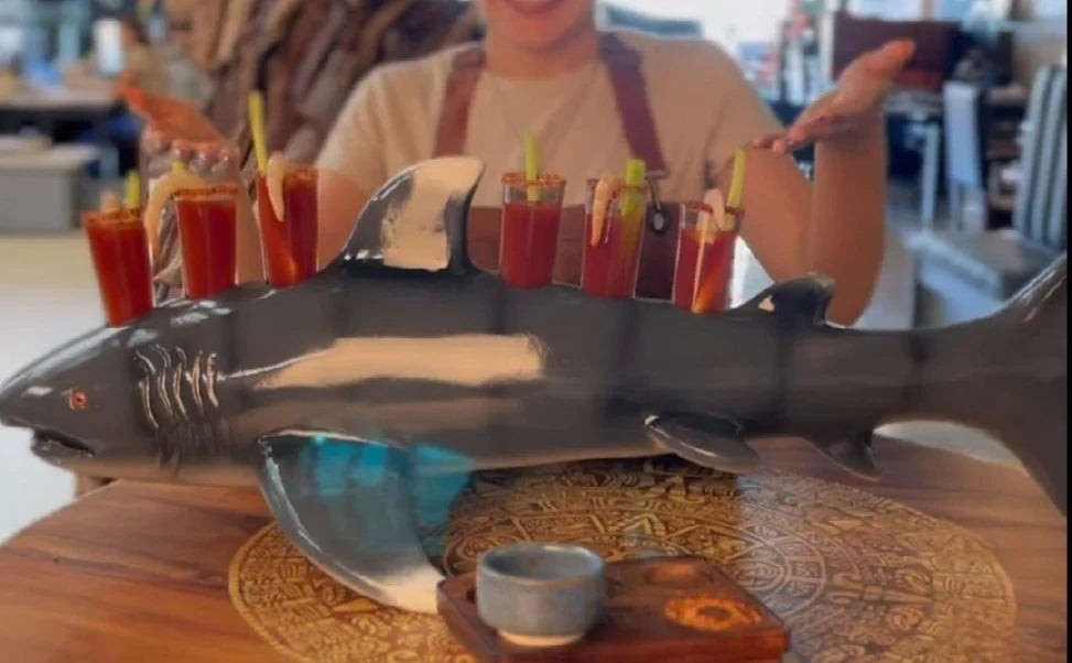 Fiberglass Shark Shot Tray with LED Lights – Bottle Service Shot Tray for Bars, Restaurants, Mariscos & Nightclubs – 6 Shot Glass Holder image 2