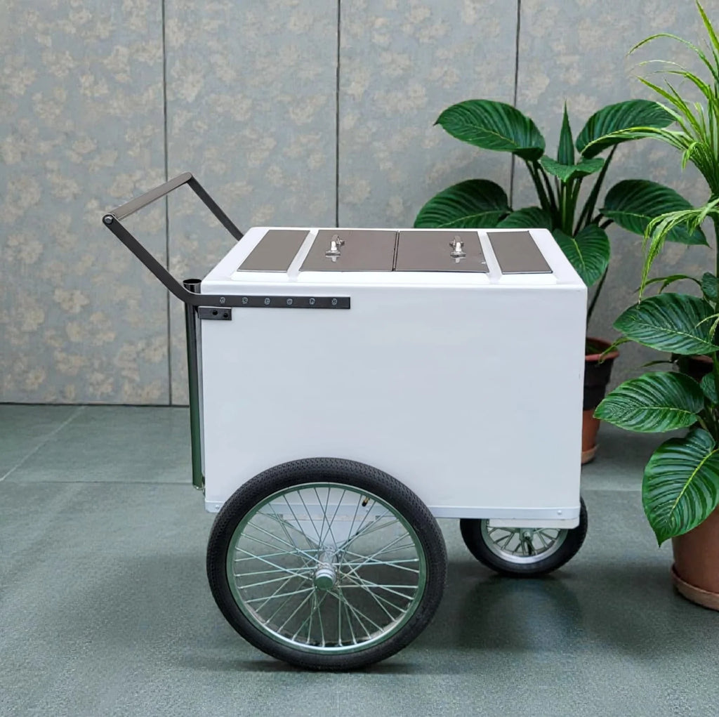 Tall Standard Popsicle Cart with Bicycle Tires &amp; Chrome Trim, 3 top openings image 0