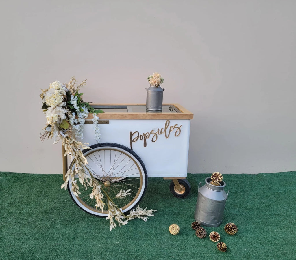 Elegant Large Popsicle Cart with Sliding Glass Doors – 3 Unique Looks<span> - </span>White / Gold image