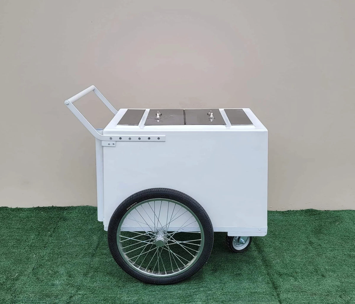 Standard White Popsicle Cart with 3 openings, Bicycle Tires & white Trim image 1
