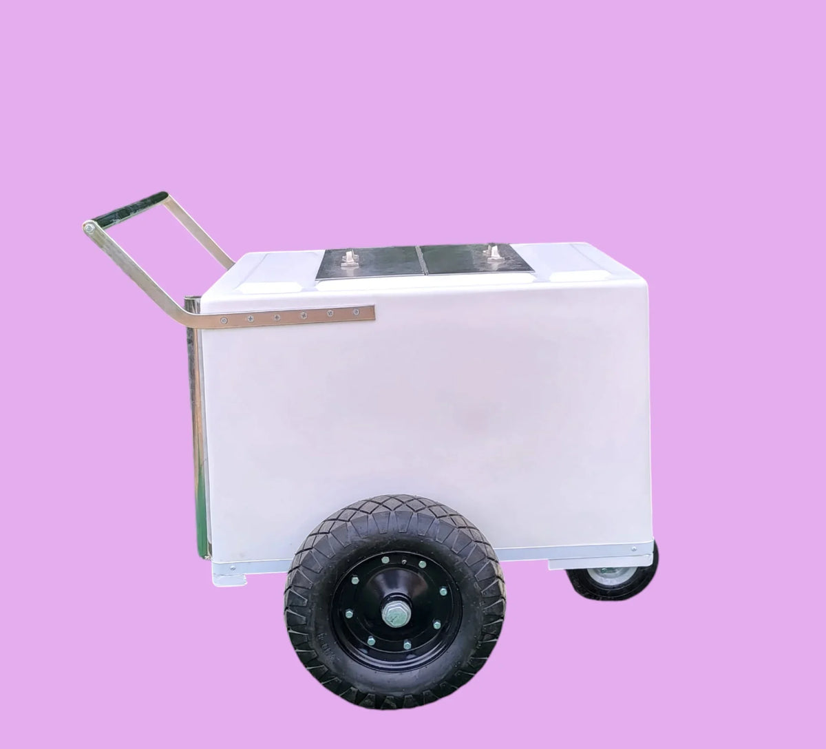 Classic Popsicle Cart Standard Size – White with Thick Tires<span> - </span>Black image