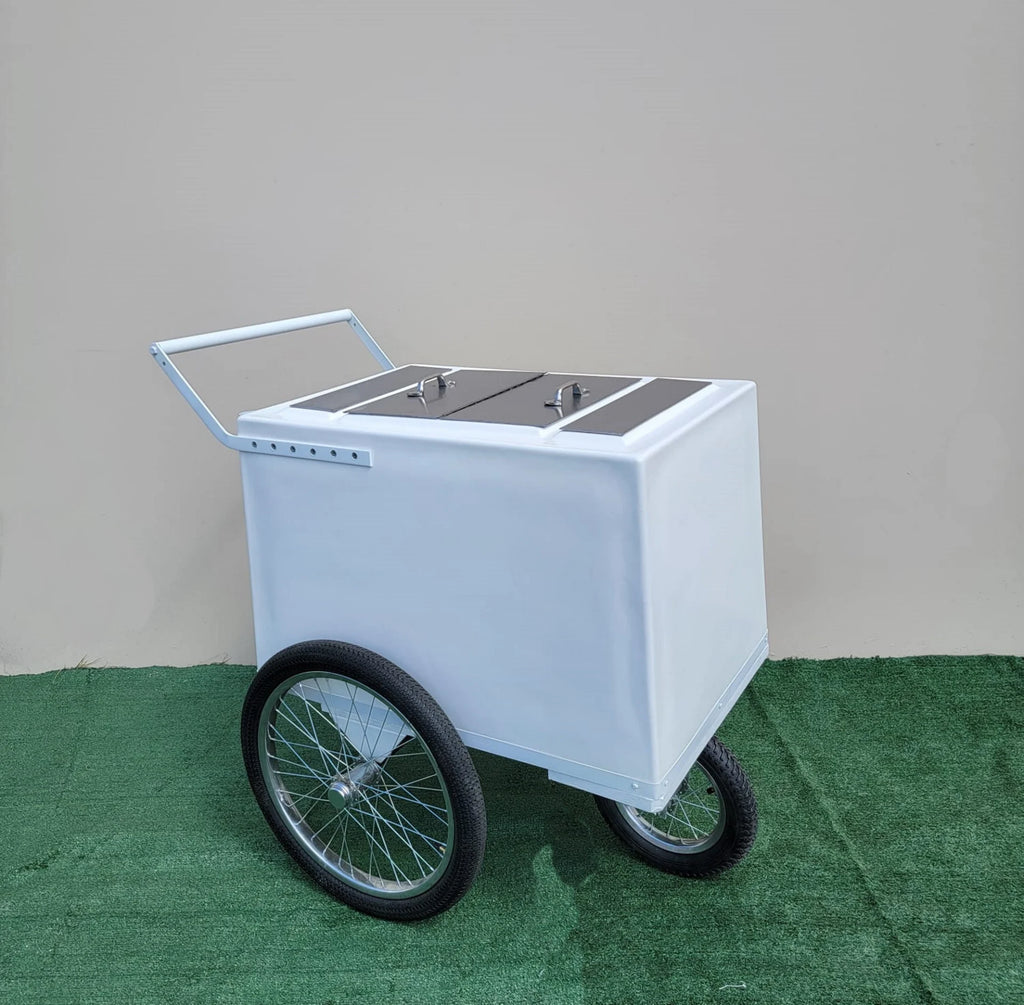 Tall Standard Popsicle Cart with Bicycle Tires &amp; White trim, 3 top openings image 1