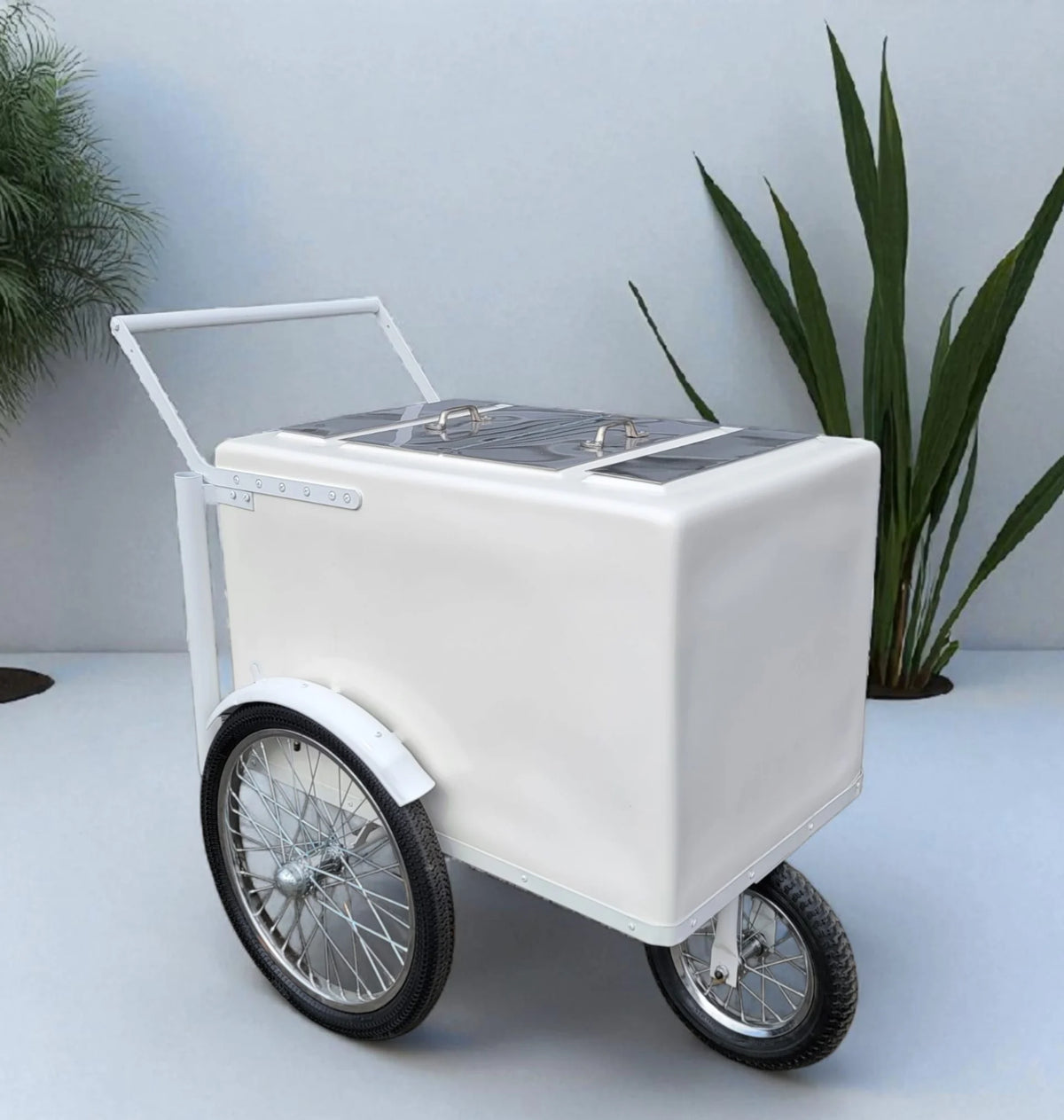 Tall Standard White Popsicle Cart with Fenders and Bicycle Tires (Copy) image 0