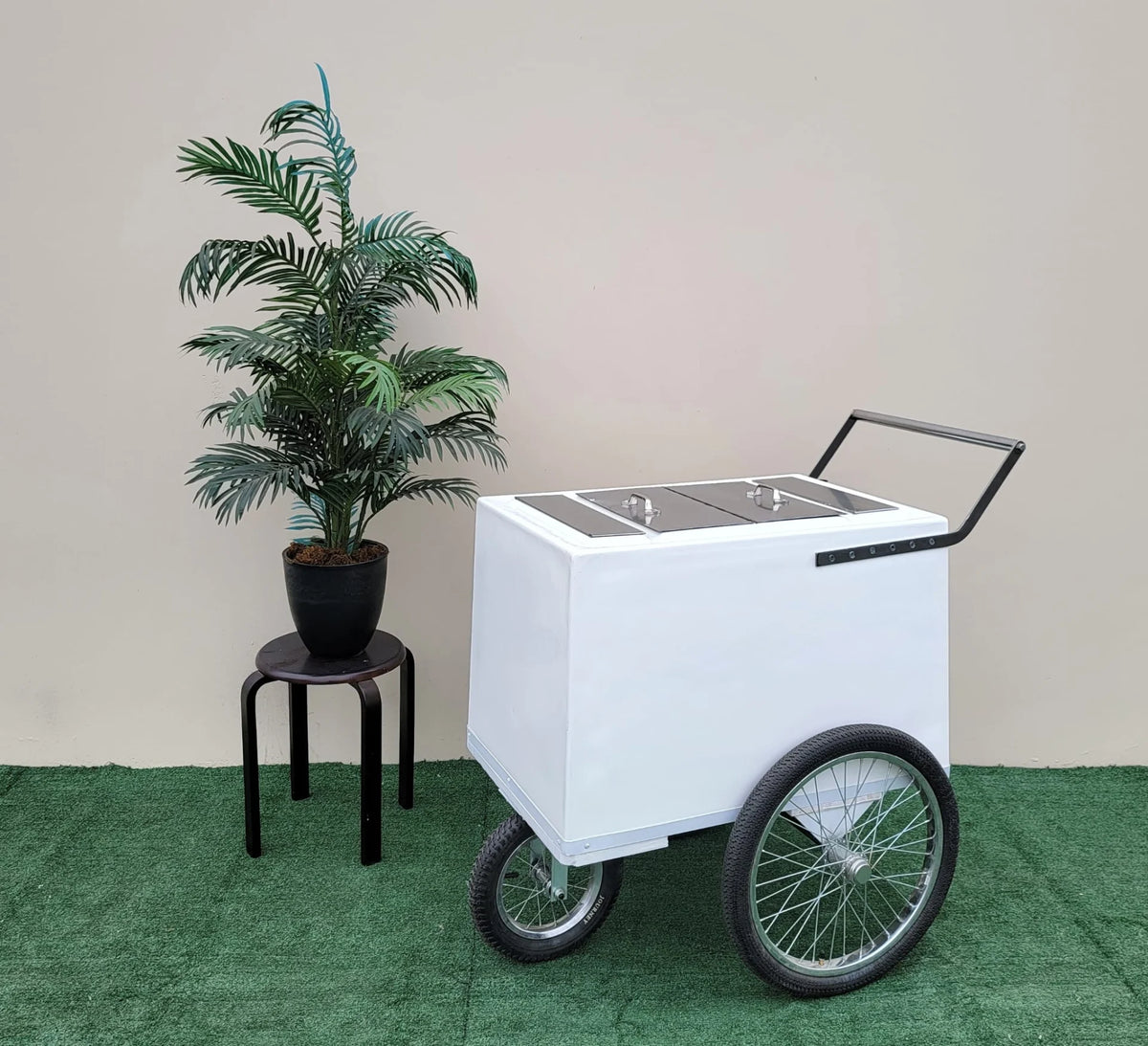 Tall Standard Popsicle Cart with Bicycle Tires &amp; Chrome Trim, 3 top openings image 1