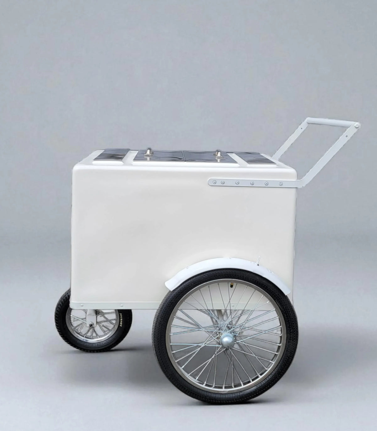 Tall Standard White Popsicle Cart with Fenders and Bicycle Tires image 2