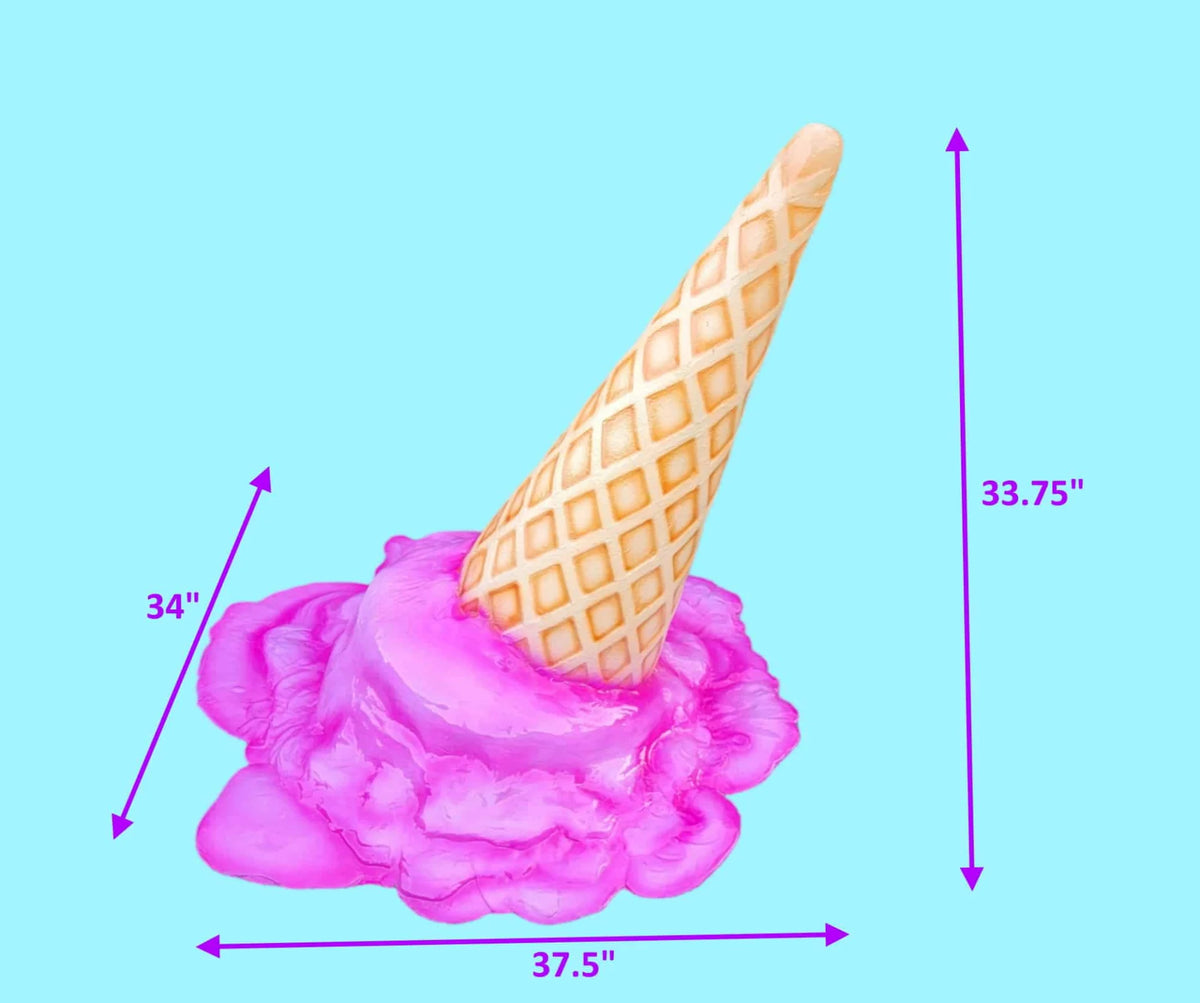 Melting Ice Cream Cone Prop 33.75” Upside Down – Pink Decoration image 6