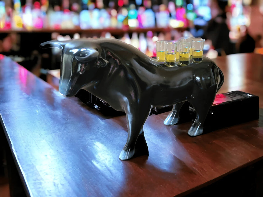 Black Tasting Flight Bull Tray with Lights for Unique Events image 0