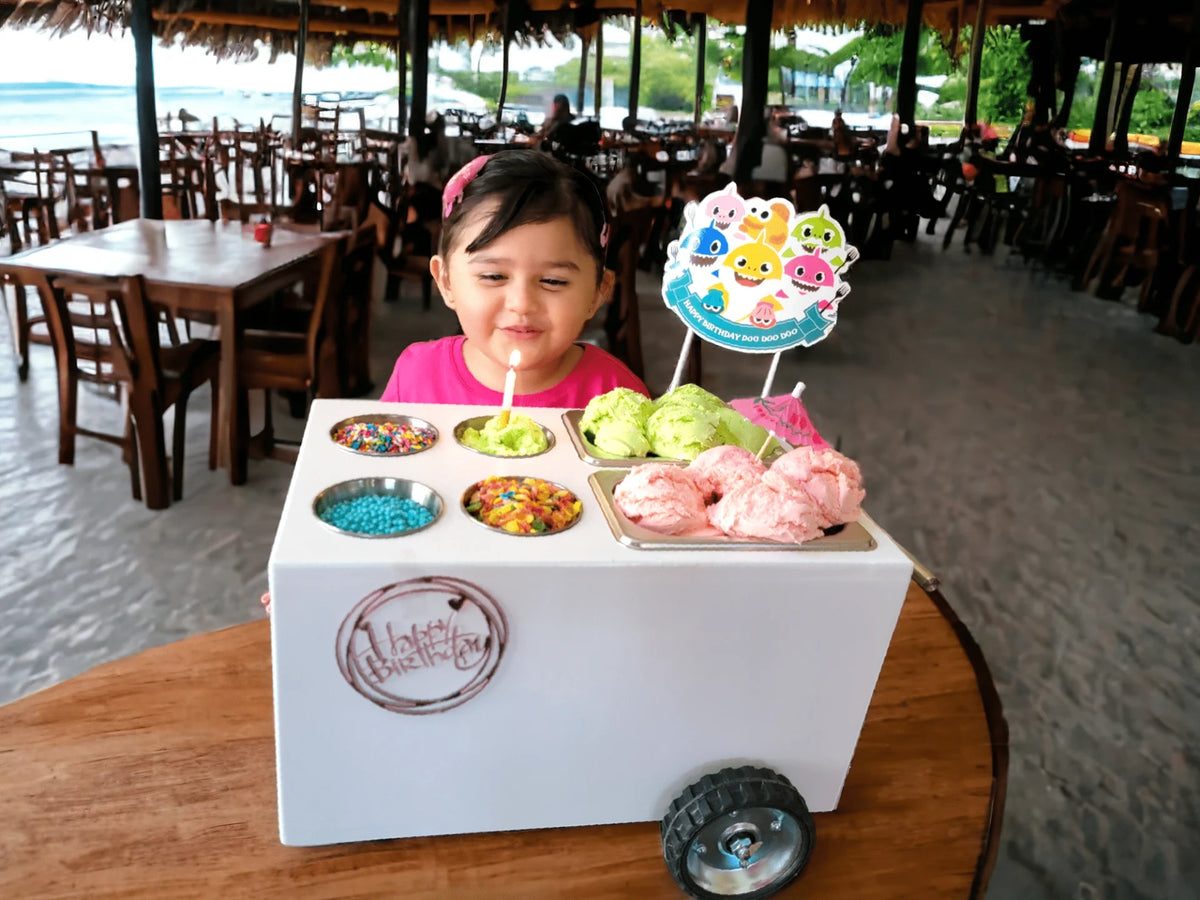 Ice Cream Cart / Table Top Snack Cart with 2 Containers – Fun & Creative Display image 0