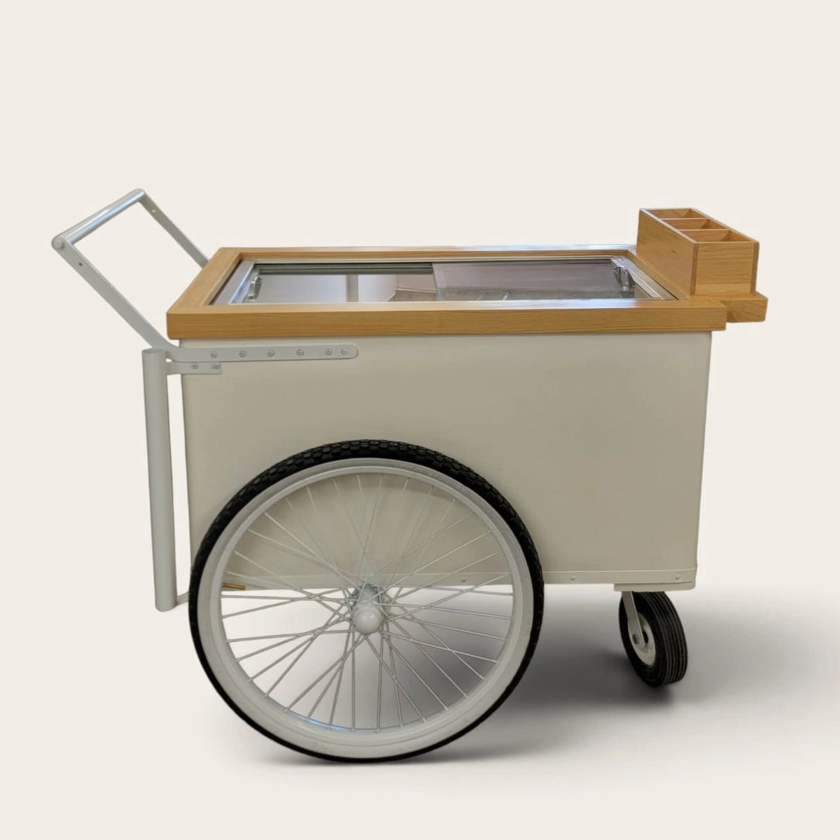 Elegant Large White Popsicle Cart with Sliding Glass Doors – 3 Unique Looks