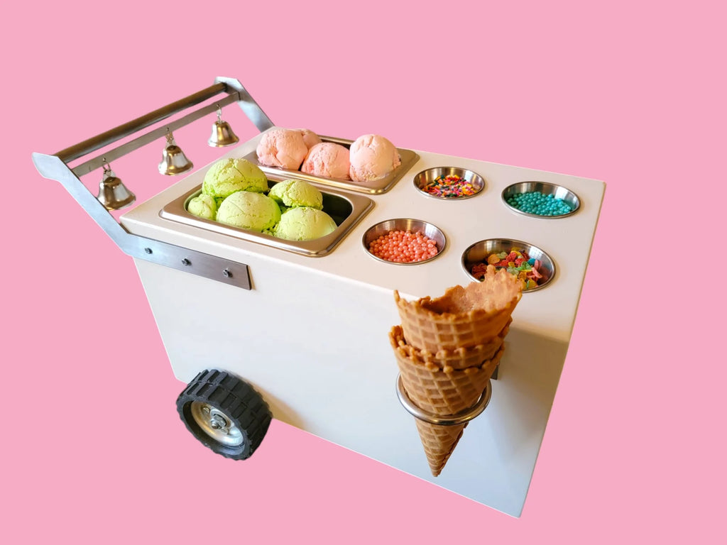 Table Top 2 compartments Ice Cream Cart / Snack Cart/Churro cart with Paleta Cart Handle - Boost your sales