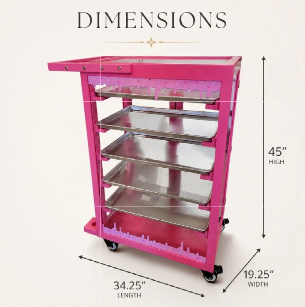 Pink Pastry Display Cart for Sale | Donut Display Cart | Bakery Display Cart | Cupcake & Dessert Display Stand | Wedding Catering Cart