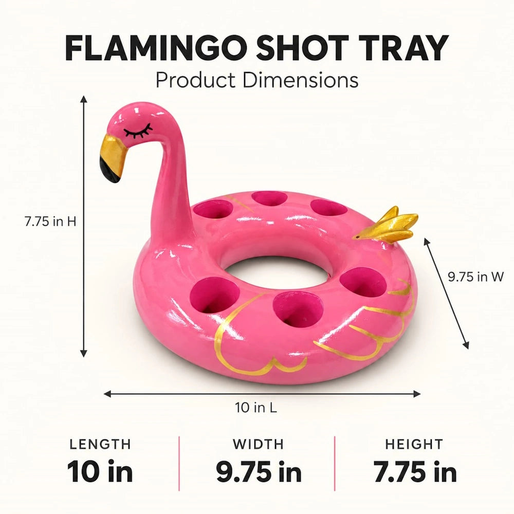 Pink LED Flamingo Shot Tray for 6 – Light Up Shot Glass Holder | Unique Party Shot Flight Tray for Bars & Bachelorette Parties
