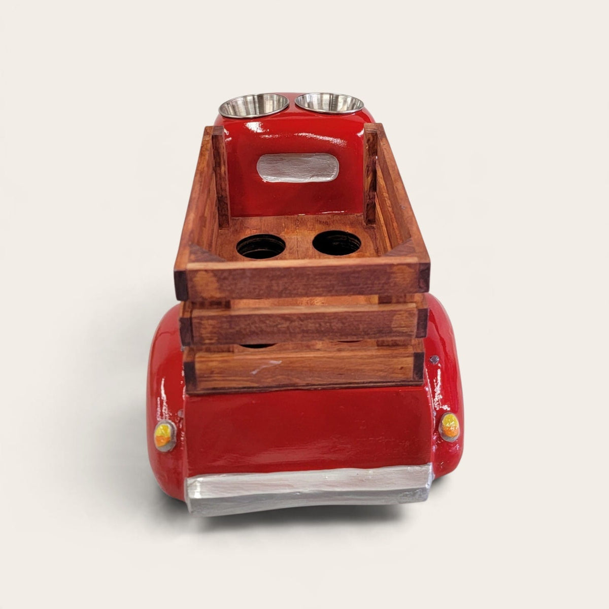 Red Classic Truck Shot Flight Tray with LED Lights, Handmade 6 Shot Glass Holder