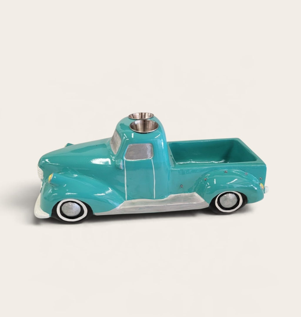 Mint Classic Truck Shot Flight Tray with LED Lights, Handmade 6 Shot Glass Holder