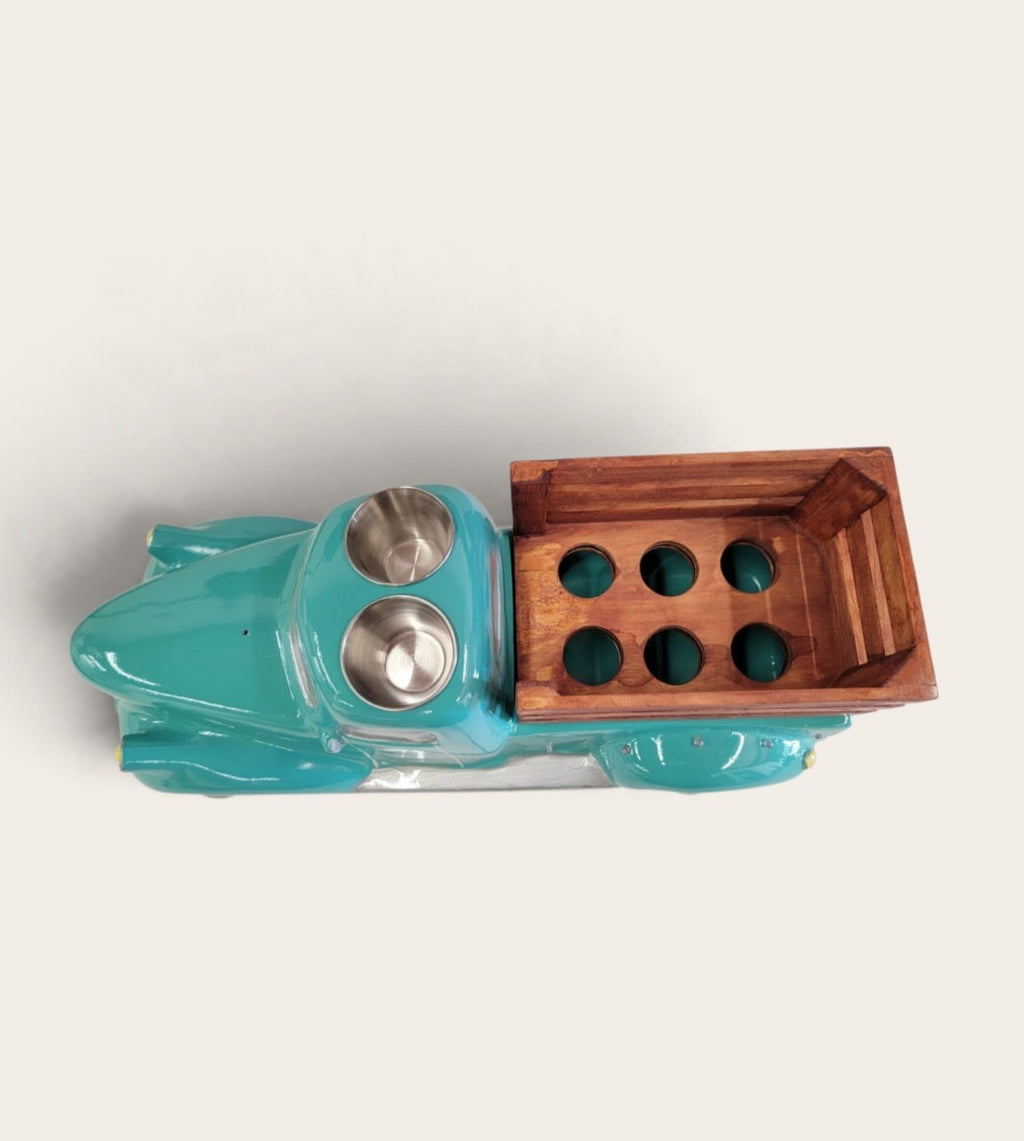 Mint Classic Truck Shot Flight Tray with LED Lights, Handmade 6 Shot Glass Holder