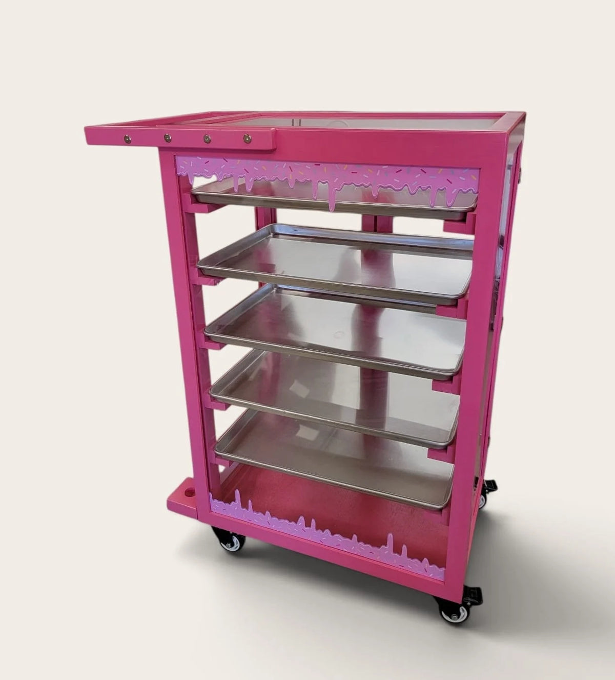 Pink Pastry Display Cart for Sale | Donut Display Cart | Bakery Display Cart | Cupcake & Dessert Display Stand | Wedding Catering Cart