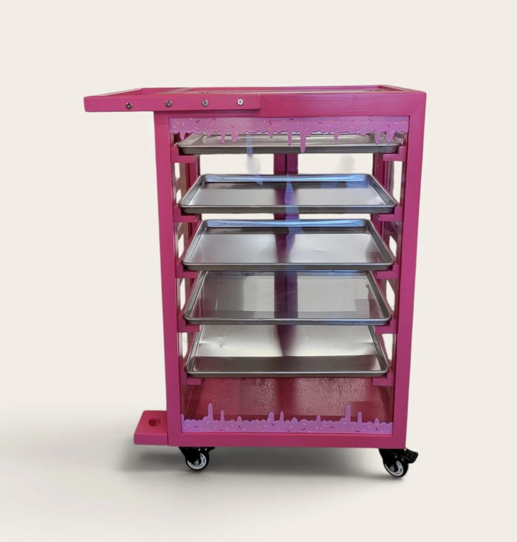 Pink Pastry Display Cart for Sale | Donut Display Cart | Bakery Display Cart | Cupcake & Dessert Display Stand | Wedding Catering Cart