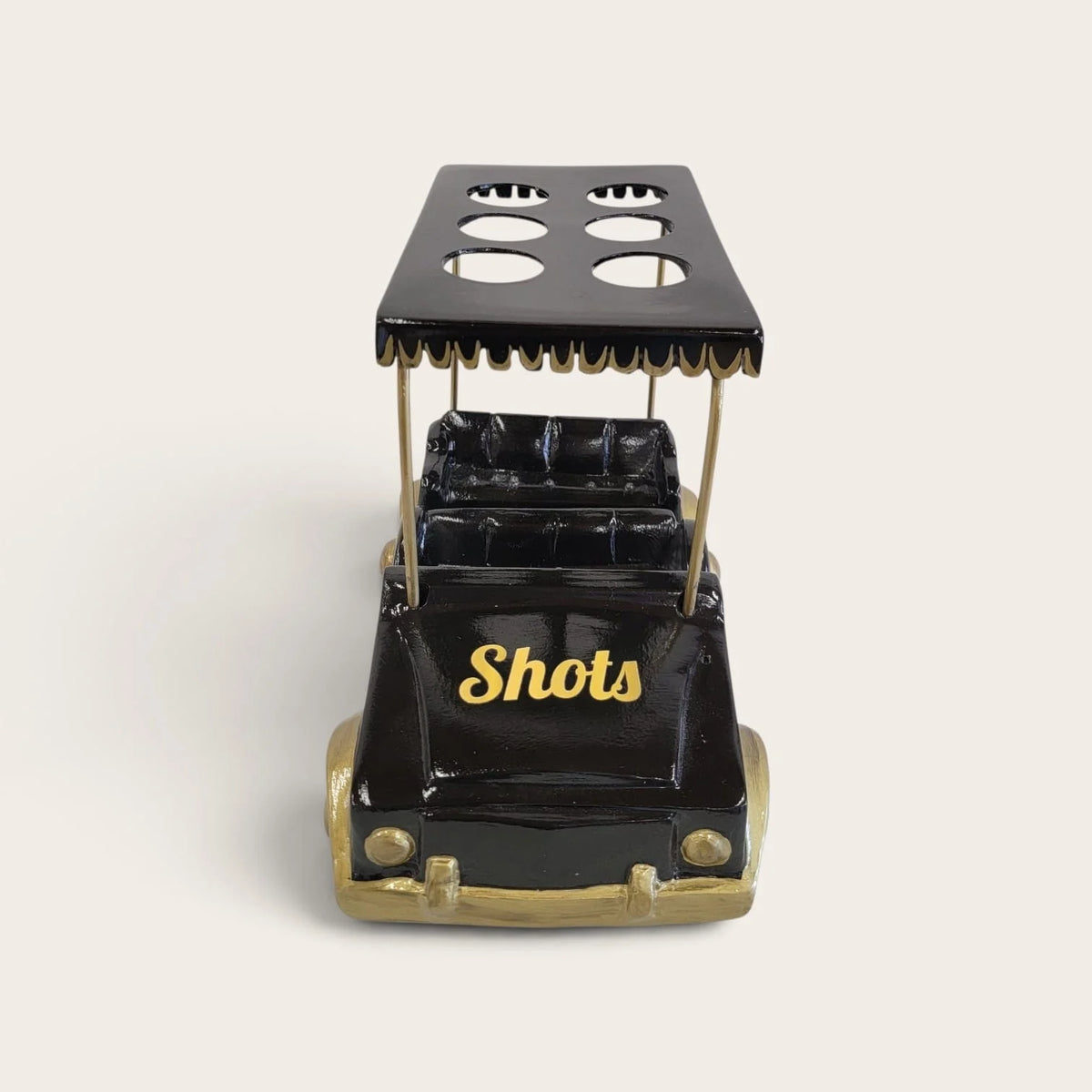 Black/Gold Golf Cart Shot Flight Tray with LED Lights | Golf Cart Tequila Shot Holder | Shot Glass Serving Tray | Golf Lover Gift | Bar & Restaurant Drink Service