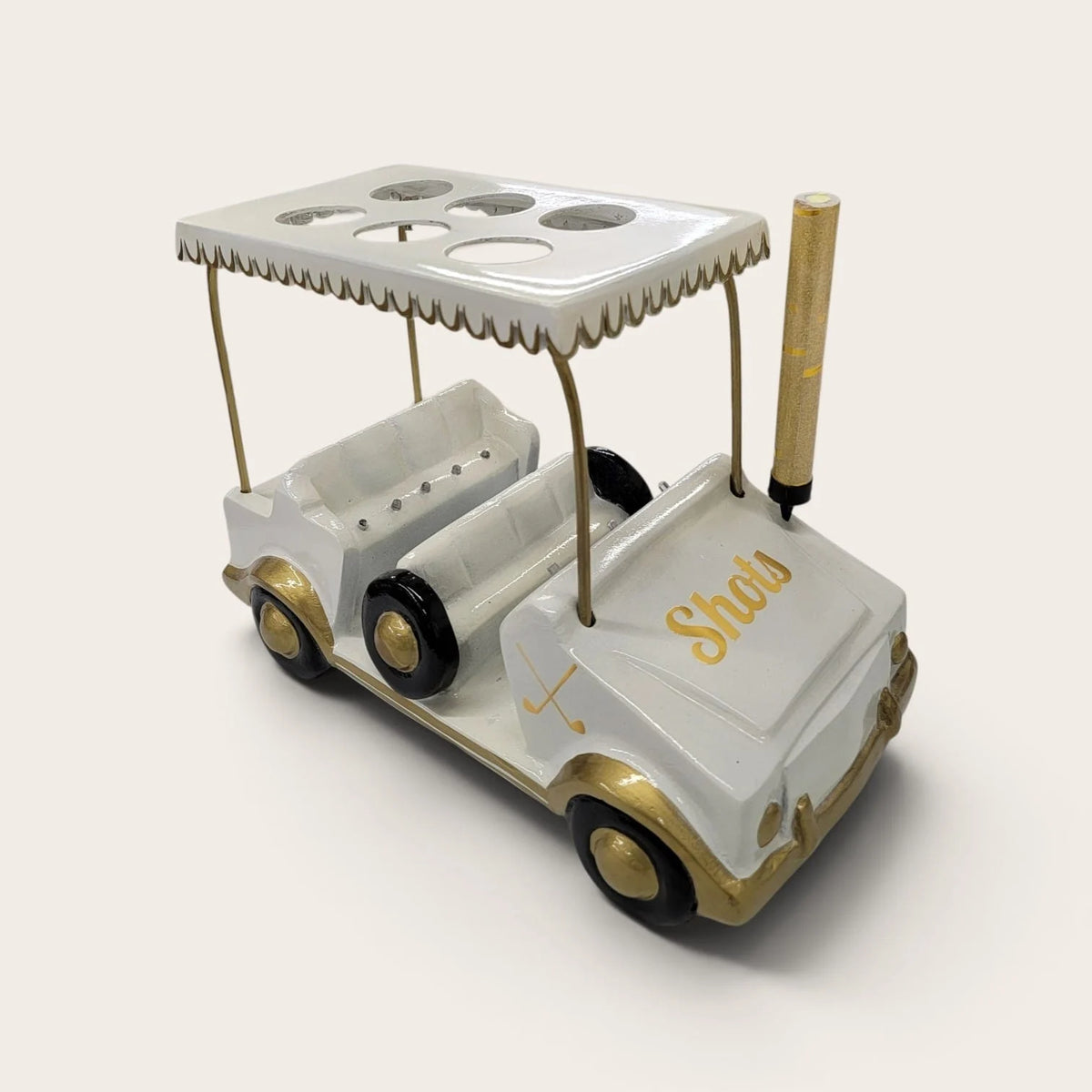 Black/Gold Golf Cart Shot Flight Tray with LED Lights | Golf Cart Tequila Shot Holder | Shot Glass Serving Tray | Golf Lover Gift | Bar & Restaurant Drink Service