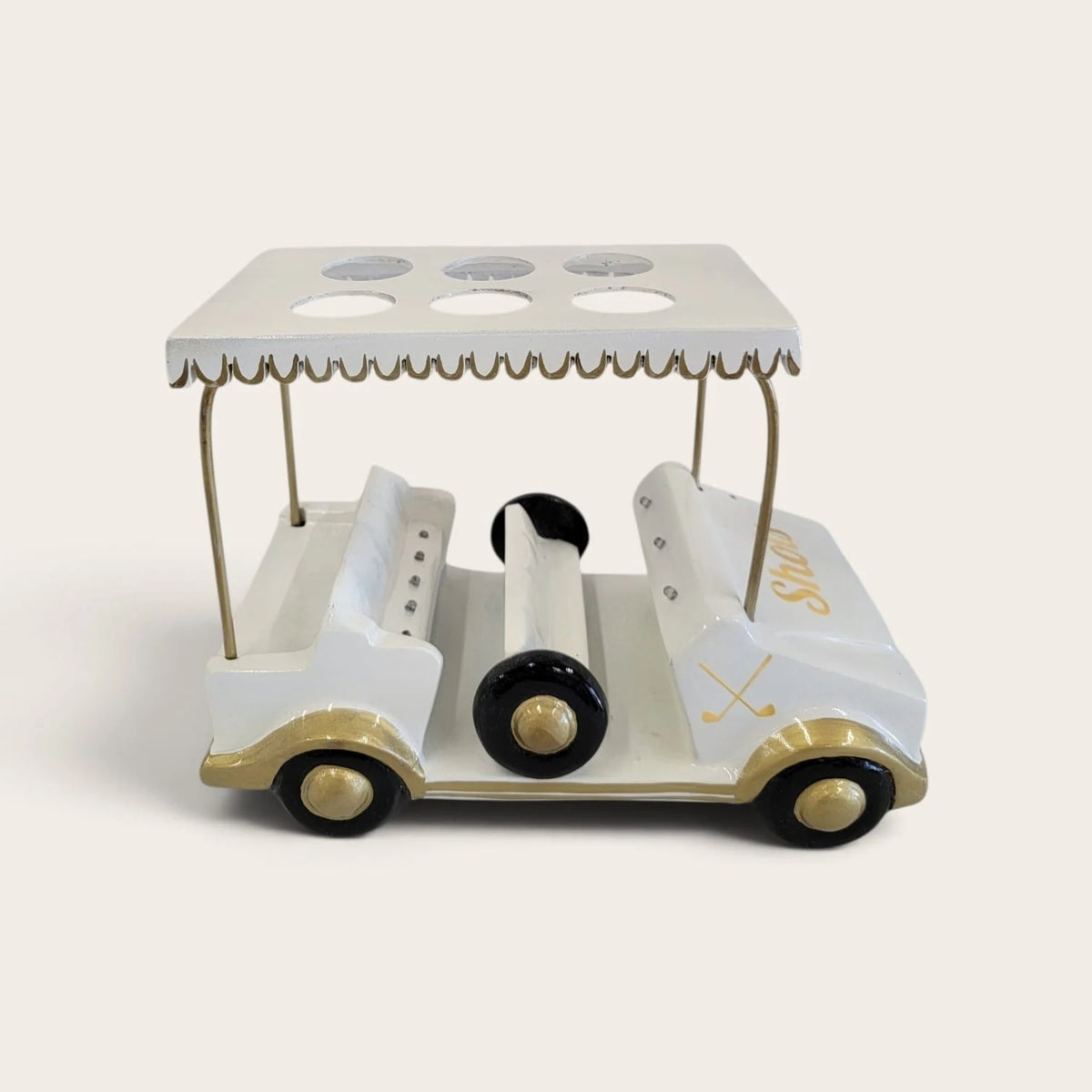 White/Gold Golf Cart Shot Flight Tray with LED Lights | Golf Cart Tequila Shot Holder | Shot Glass Serving Tray | Golf Lover Gift | Bar & Restaurant Drink Service