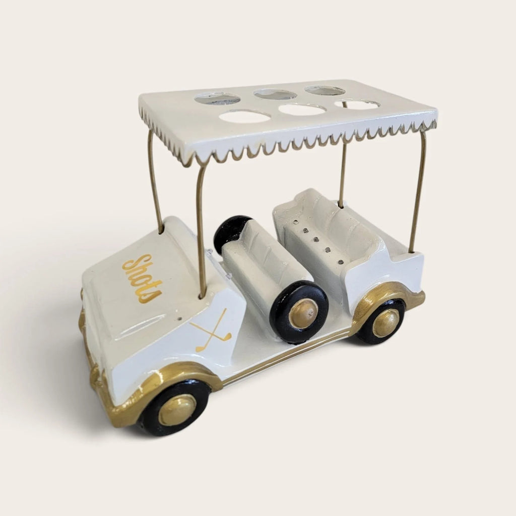 White/Gold Golf Cart Shot Flight Tray with LED Lights | Golf Cart Tequila Shot Holder | Shot Glass Serving Tray | Golf Lover Gift | Bar & Restaurant Drink Service (Copy)