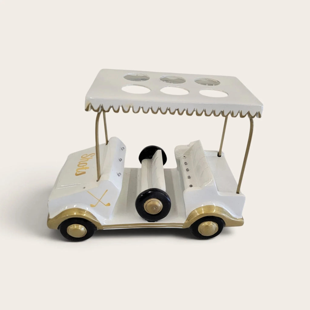 White/Gold Golf Cart Shot Flight Tray with LED Lights | Golf Cart Tequila Shot Holder | Shot Glass Serving Tray | Golf Lover Gift | Bar & Restaurant Drink Service (Copy)