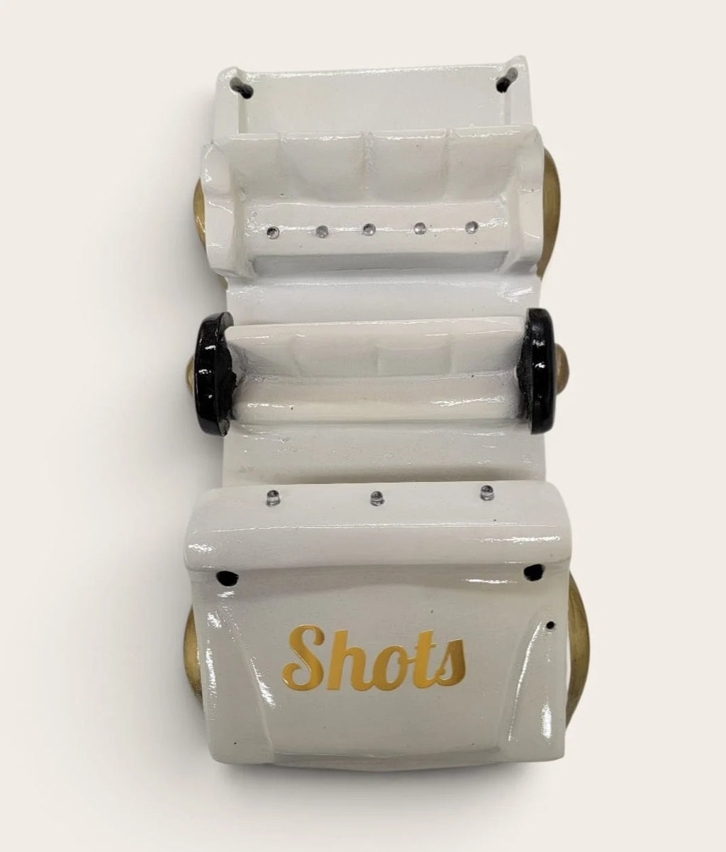 Black/Gold Golf Cart Shot Flight Tray with LED Lights | Golf Cart Tequila Shot Holder | Shot Glass Serving Tray | Golf Lover Gift | Bar & Restaurant Drink Service