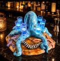 Fiberglass Octopus Shot Tray with LED Lights – Bottle Service Tray for Bars, Restaurants, Seafood & Mariscos – 7 Shot Glass Holder